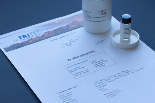 certificate of analysis with product vial
